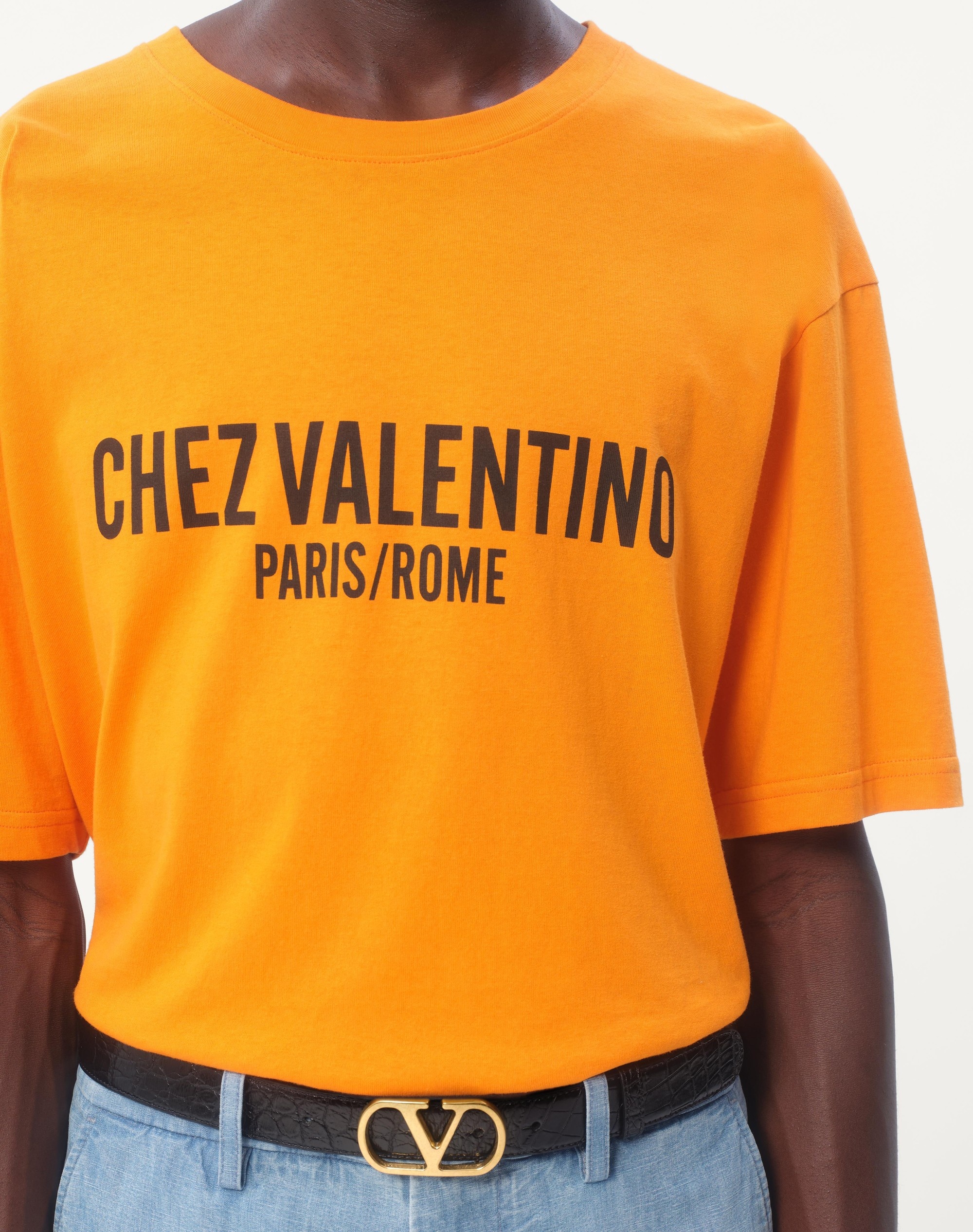 Valentino COTTON T-SHIRT WITH CHEZ VALENTINO PRINT | REVERSIBLE