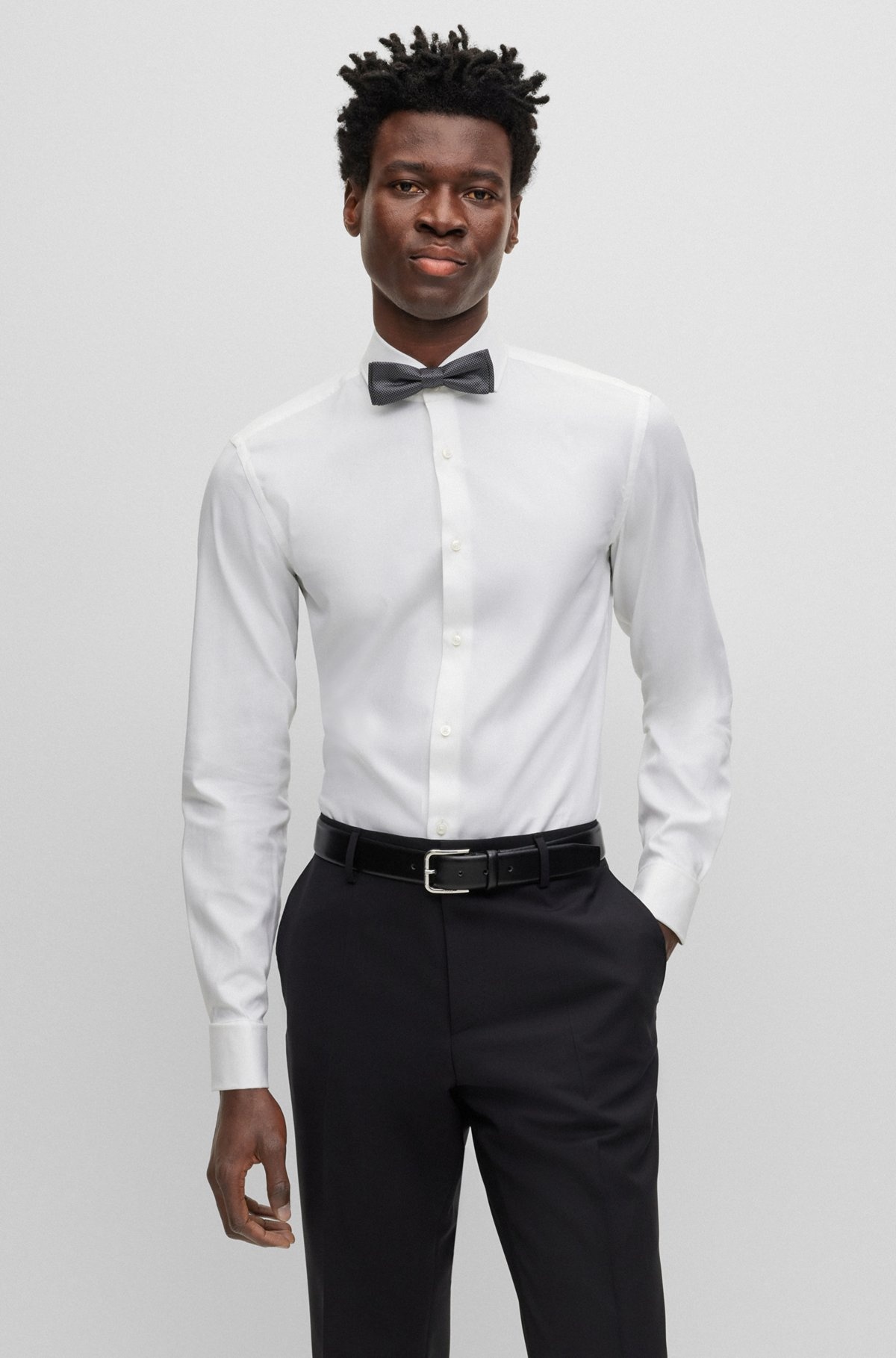 ITALIAN-MADE BOW TIE IN MICRO-PATTERN SILK JACQUARD - 2