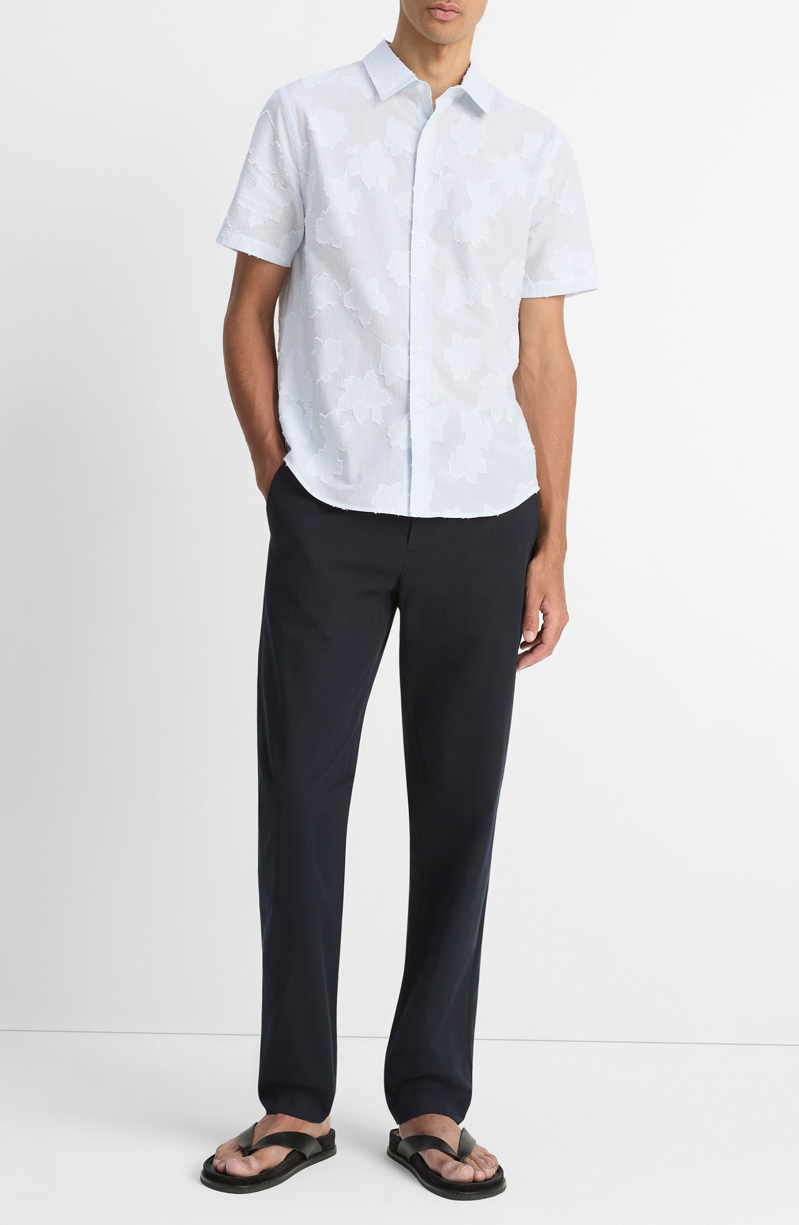 Vince Fil Coupé Short Sleeve Button-Up Shirt in Optic White/Californ at Nordstrom - 3
