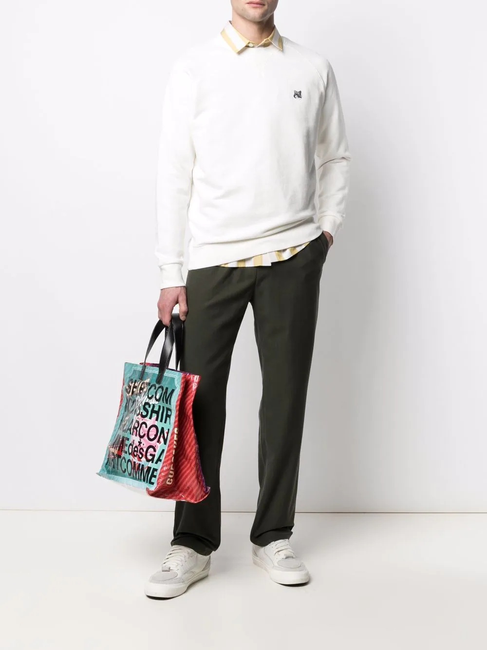 fox-patch cotton sweatshirt - 2