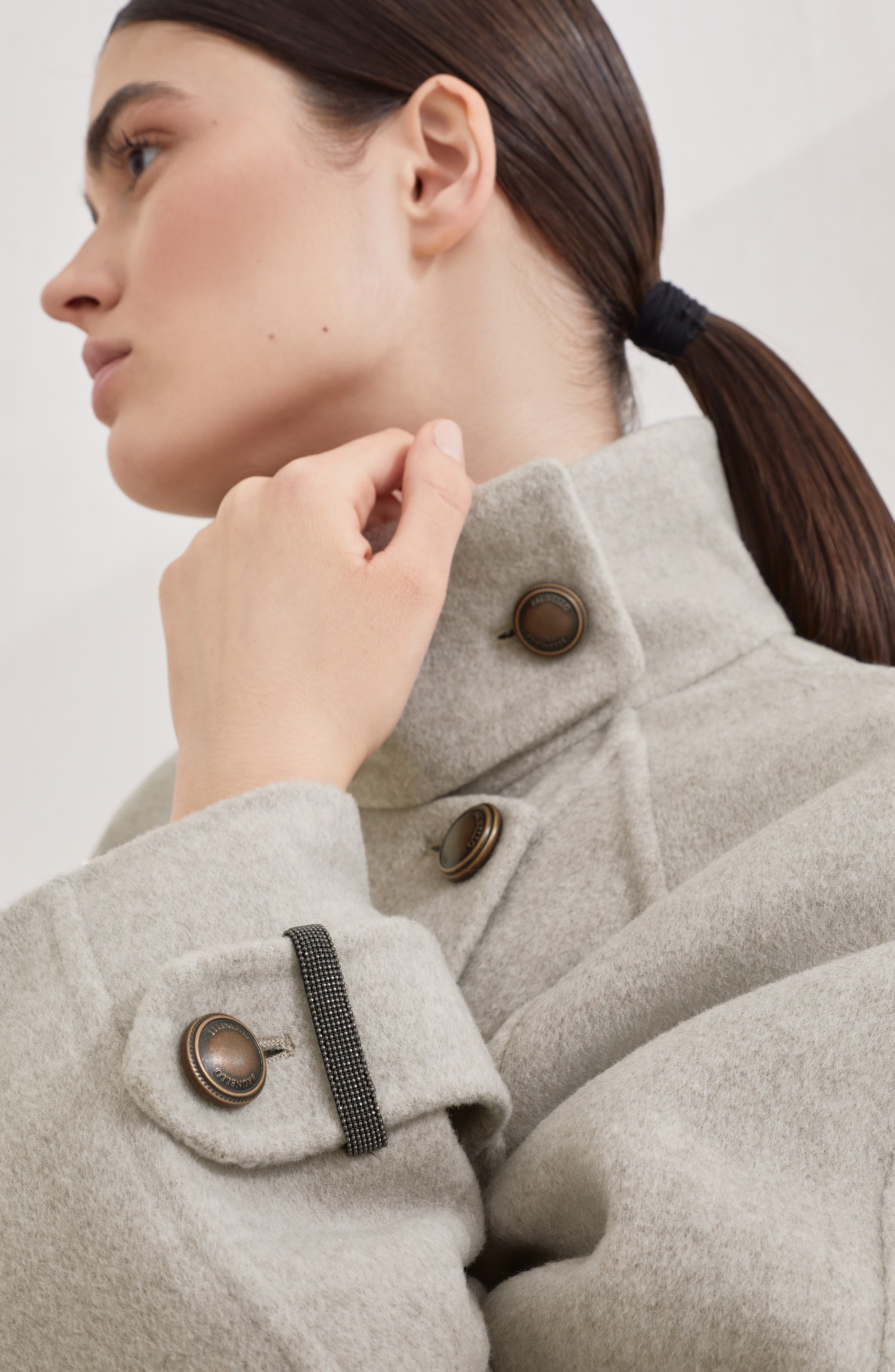 Brunello Cucinelli Hand-finished Caban jacket in Cool Beige at Nordstrom - 4
