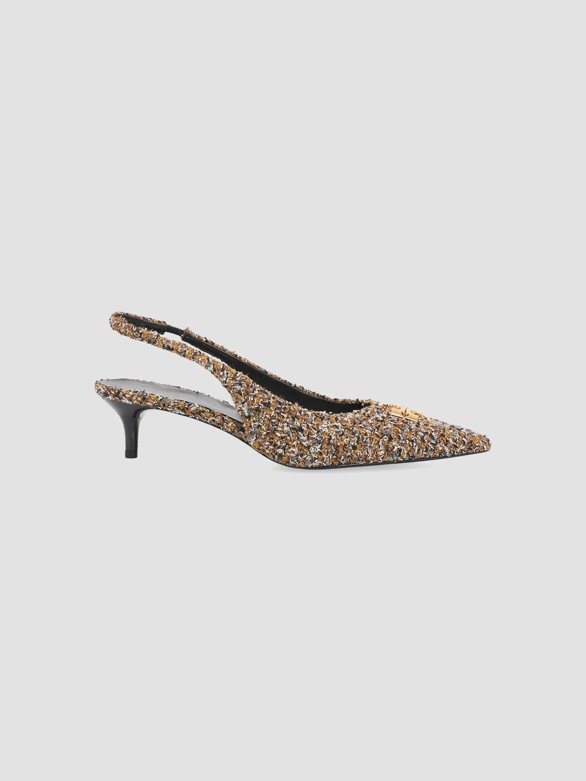 Women's Charlie 45MM Tweed Slingback Pumps - Vintage Brown Teal - 1