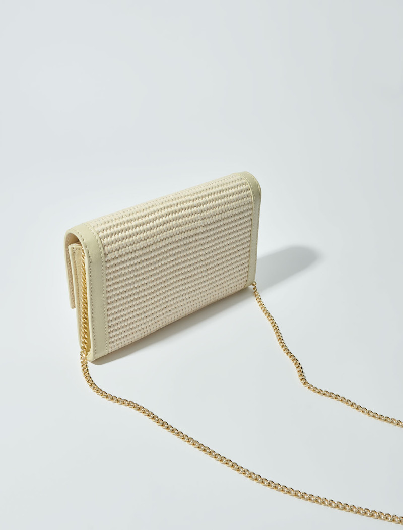 Raffia-effect clutch bag with chain 5