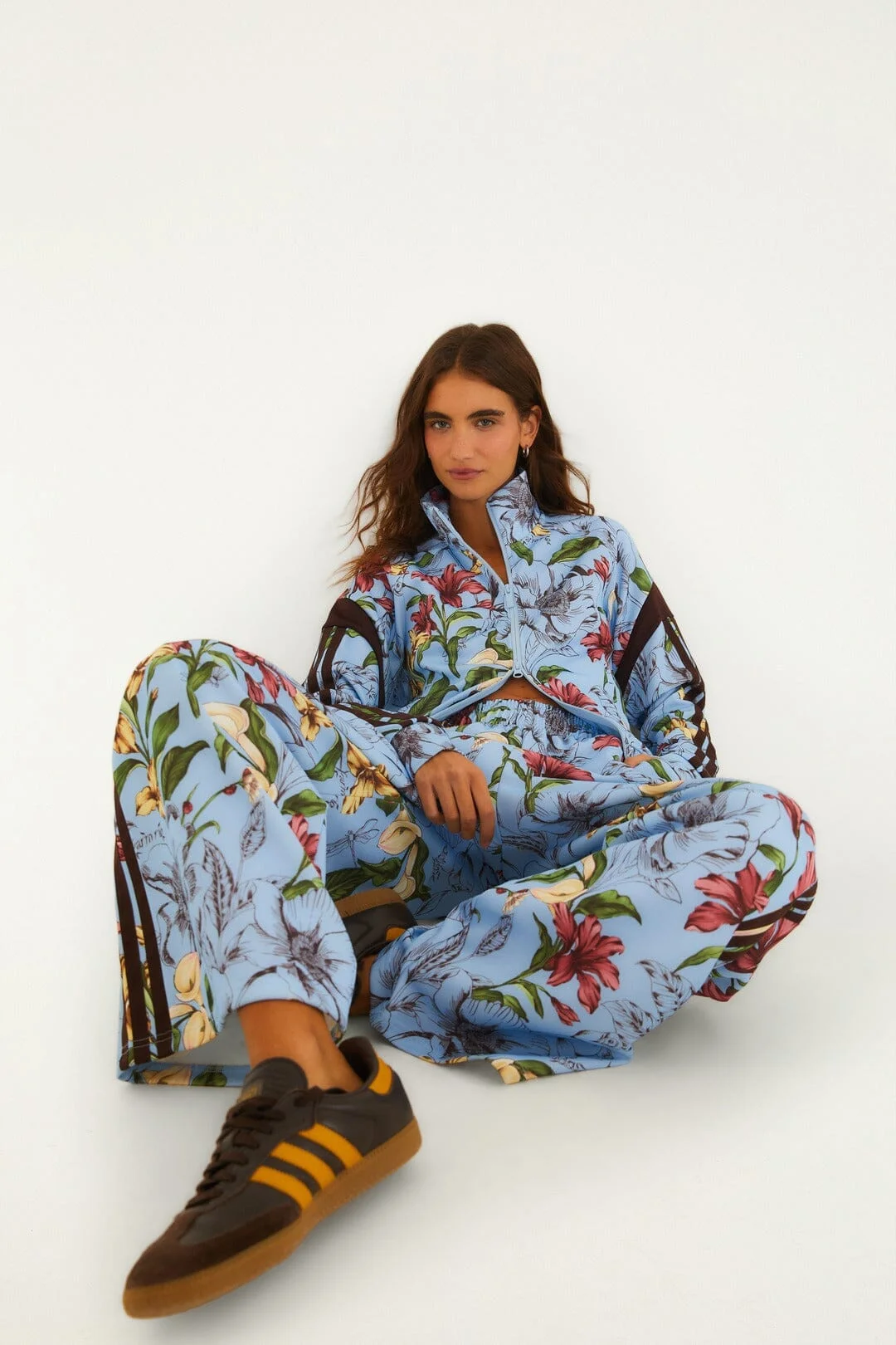 Sketch Floral Blue Adidas Tiro Pants - 1