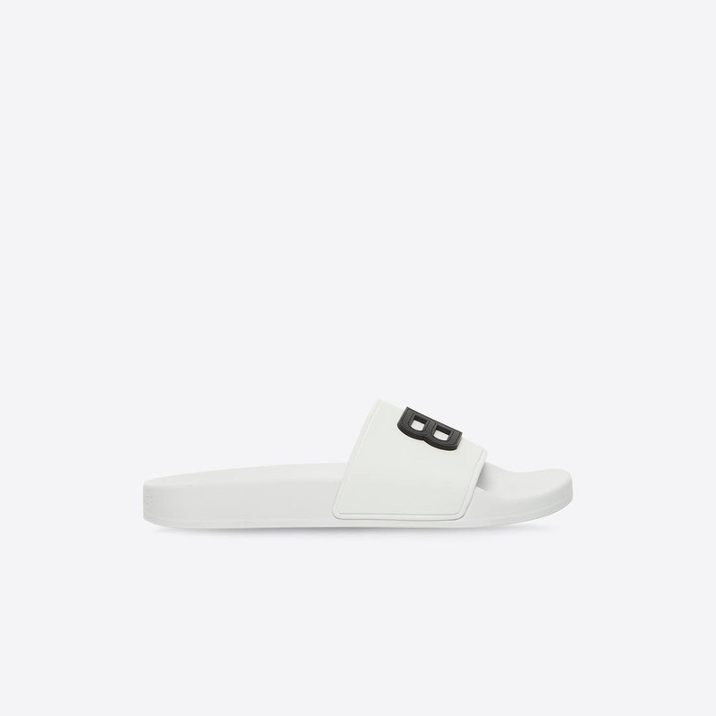Women's Pool Slide Sandal in White/black - 1