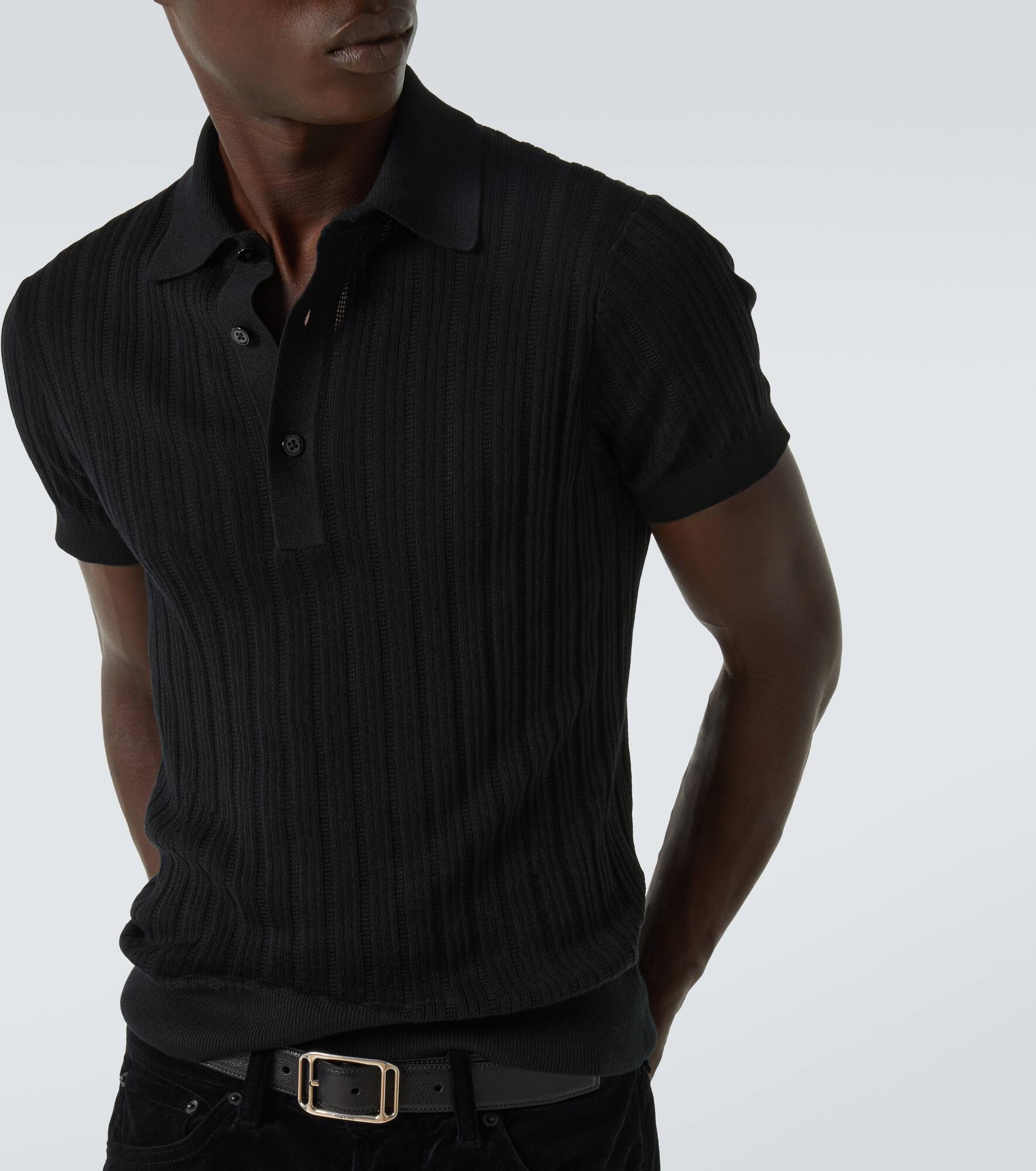 Cotton and silk polo shirt - 6