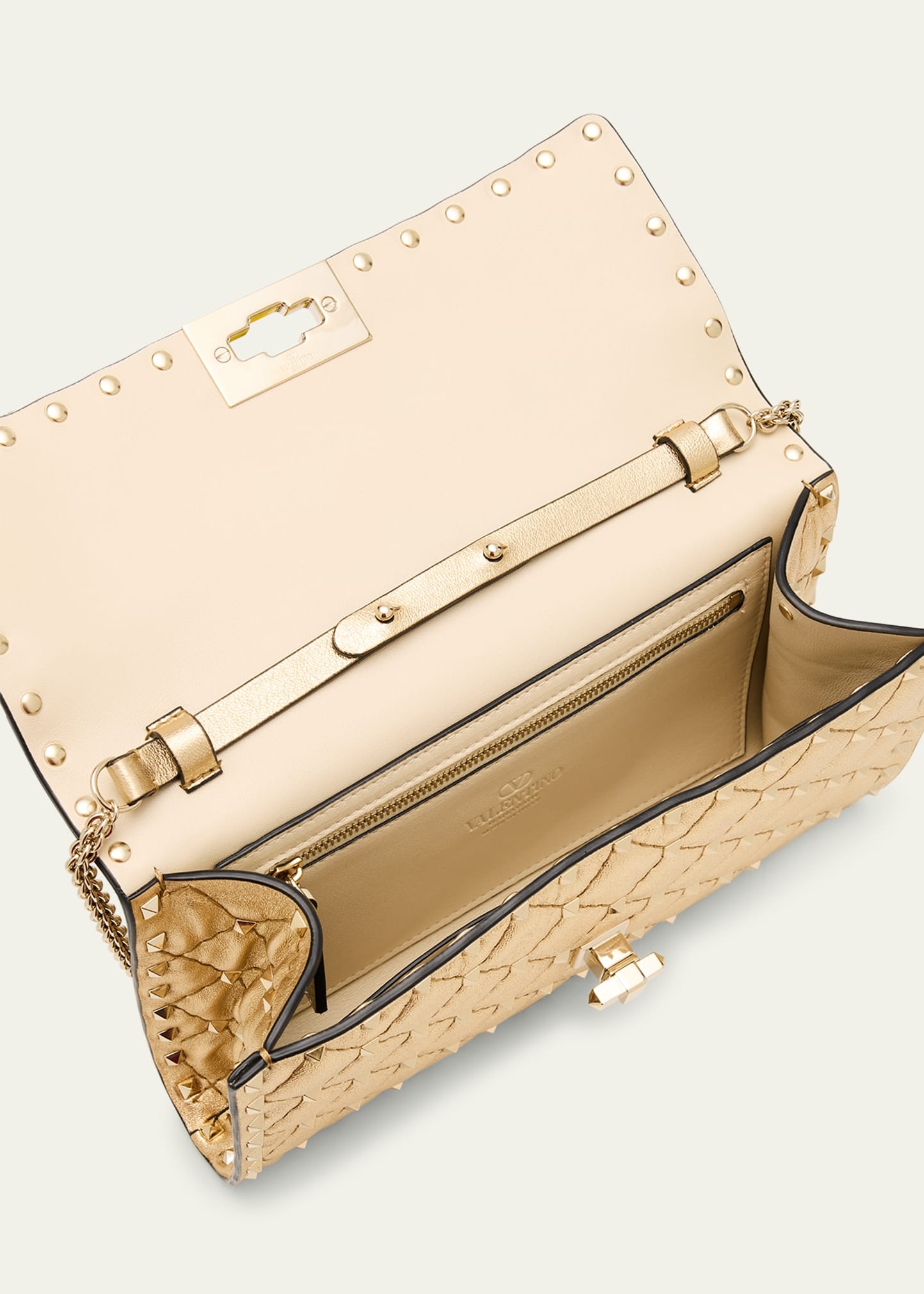Quilted Rockstud Metallic Leather Shoulder Bag - 2