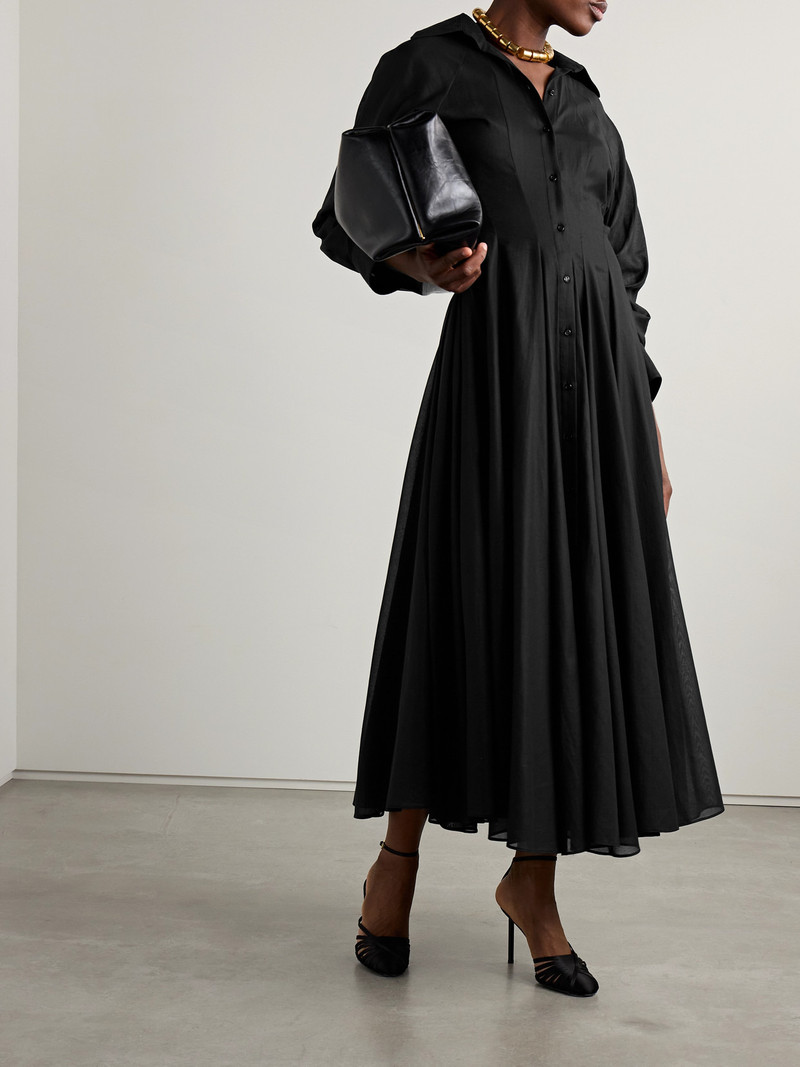 BRANDON MAXWELL The Virginia Gathered Cotton-voile Midi Shirt Dress outlook