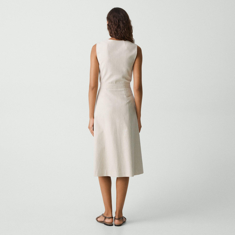 Theory Sleeveless A-Line Wrap Dress in Striped Canvas outlook