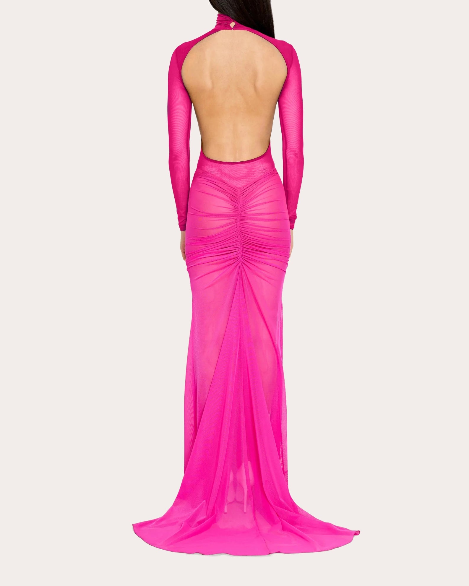 Ruched Draped Mesh Maxi Skirt - 3