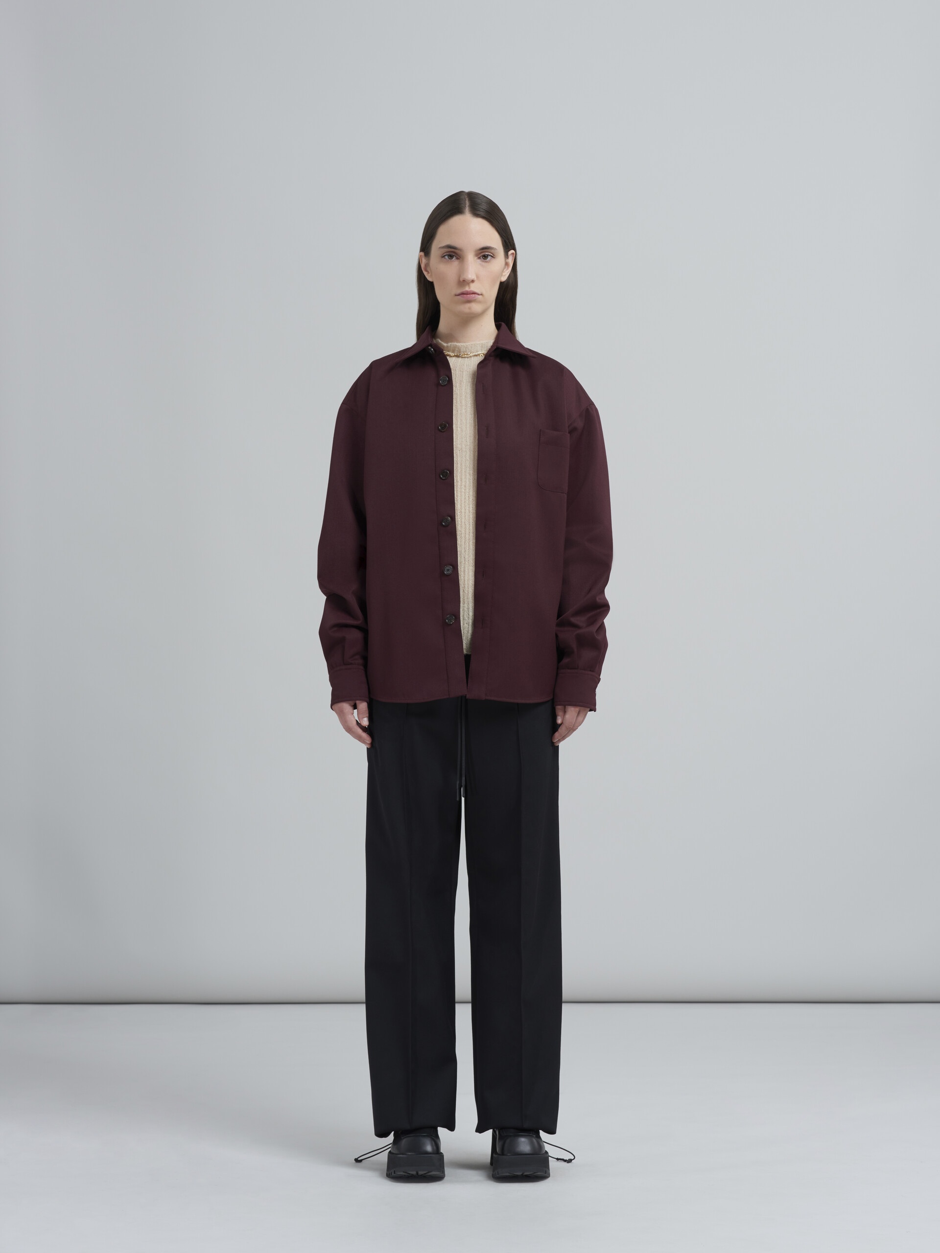 YARN-DYED  WOOL GABARDINE OVERSHIRT - 2