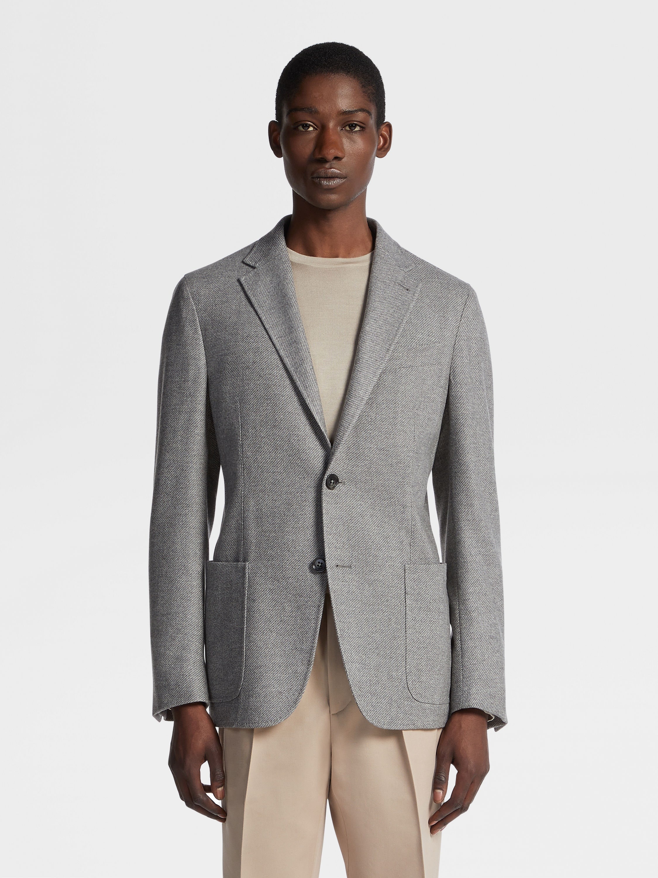GREY MÉLANGE TROFEO™ CASHMERE SHIRT JACKET - 4