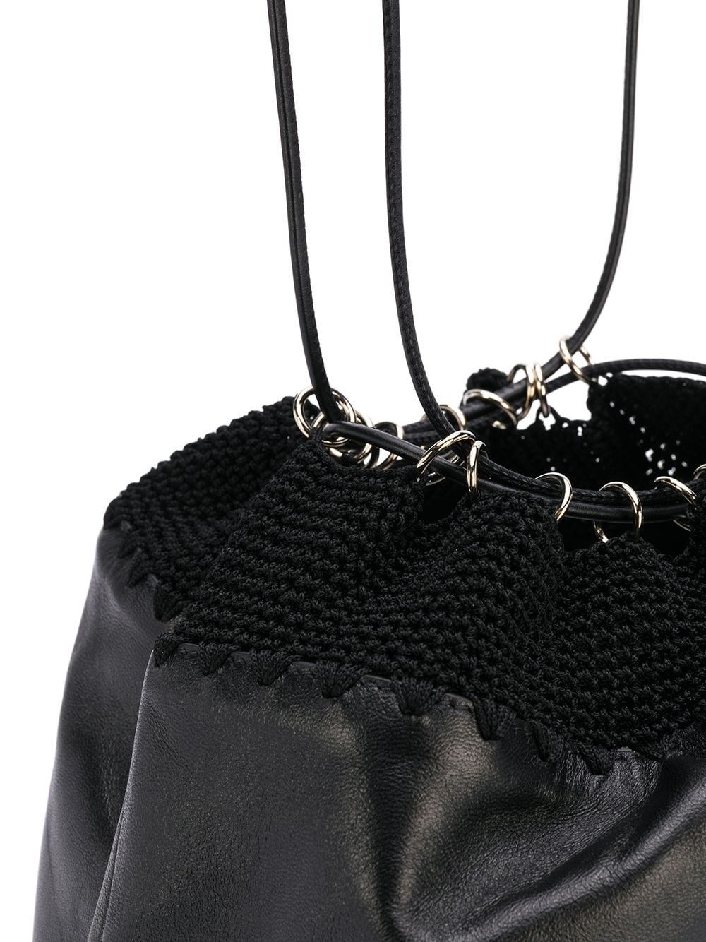 drawstring crochet shoulder bag - 4