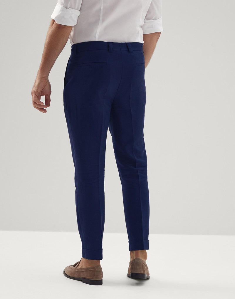 Linen and wool fresco leisure fit trousers with pleat 2