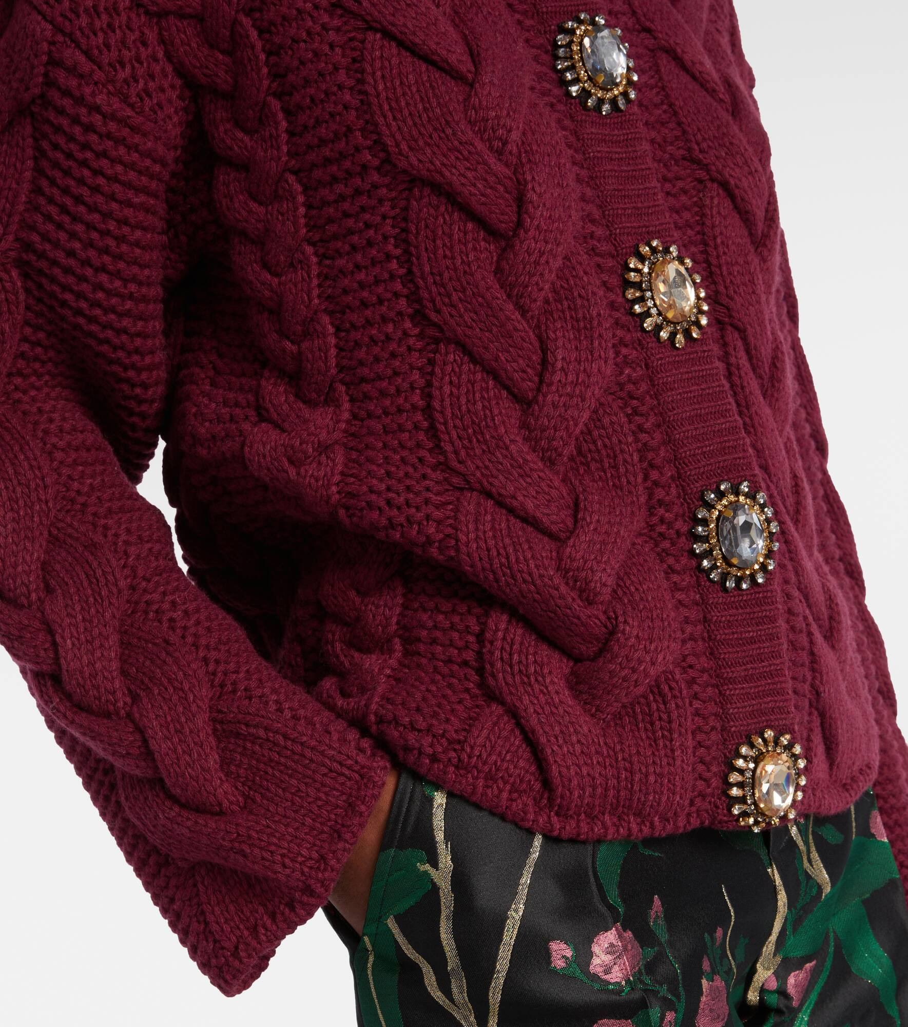 Portrait embellished wool-blend cardigan - 5