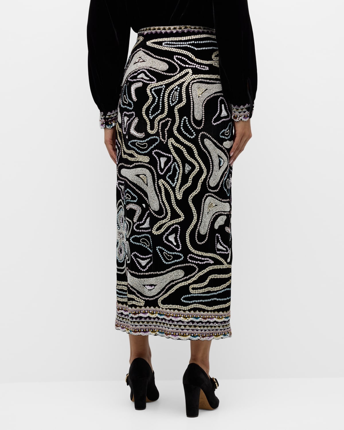 Adara Embellished Silk-Blend Midi Skirt - 6