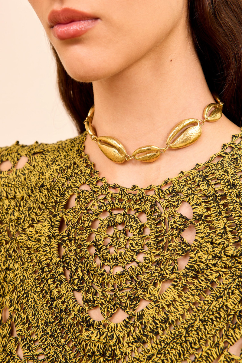 Cowrie Shell Brass Necklace 1