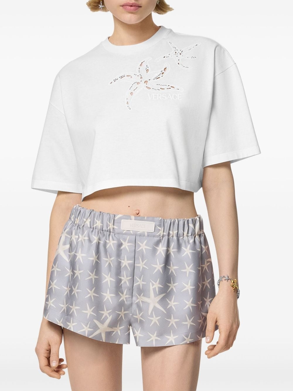 embroidered cropped T-shirt - 3