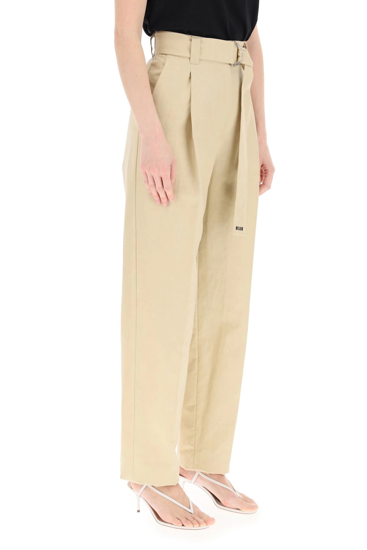 BELTED WIDE LEG TROUSERS - 3