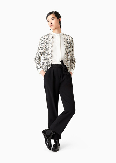 GIORGIO ARMANI Two-toned nappa-leather jacket embroidered on tulle outlook