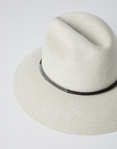 Brunello Cucinelli Felt fedora with Precious leather band outlook