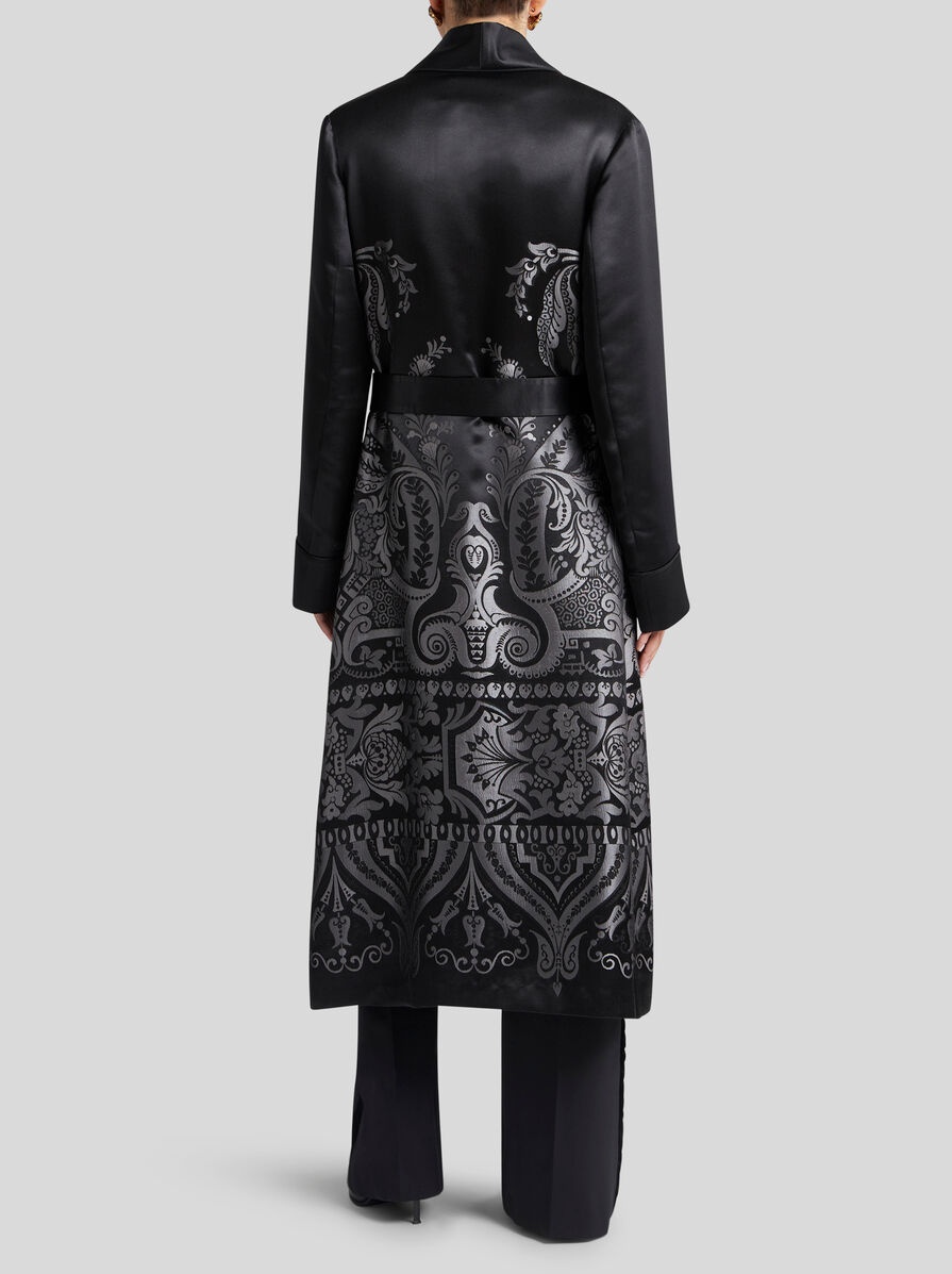 SATIN JACQUARD DUSTER COAT - 4