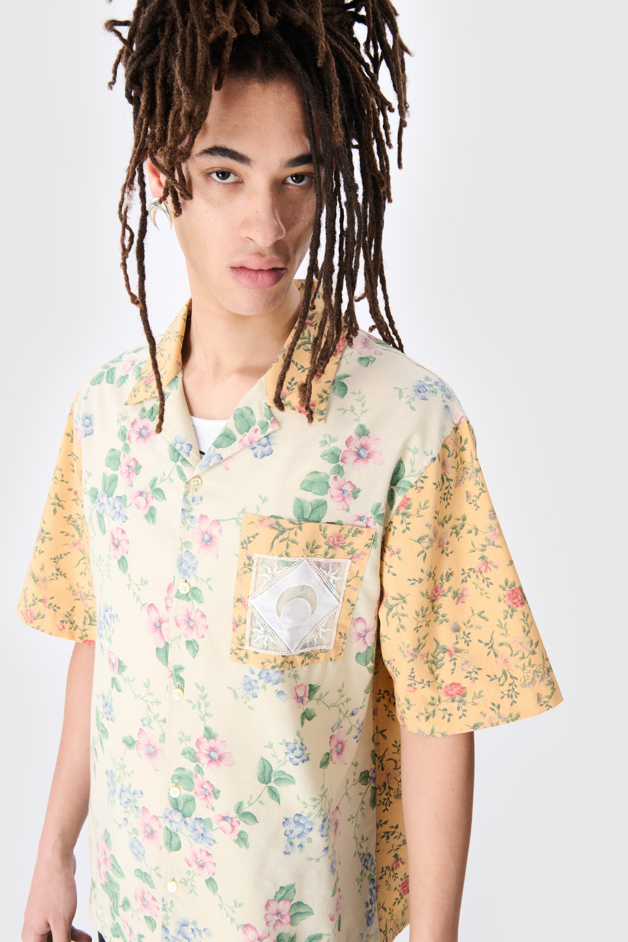Upcycled Floral Linen Bowling Shirt - 2