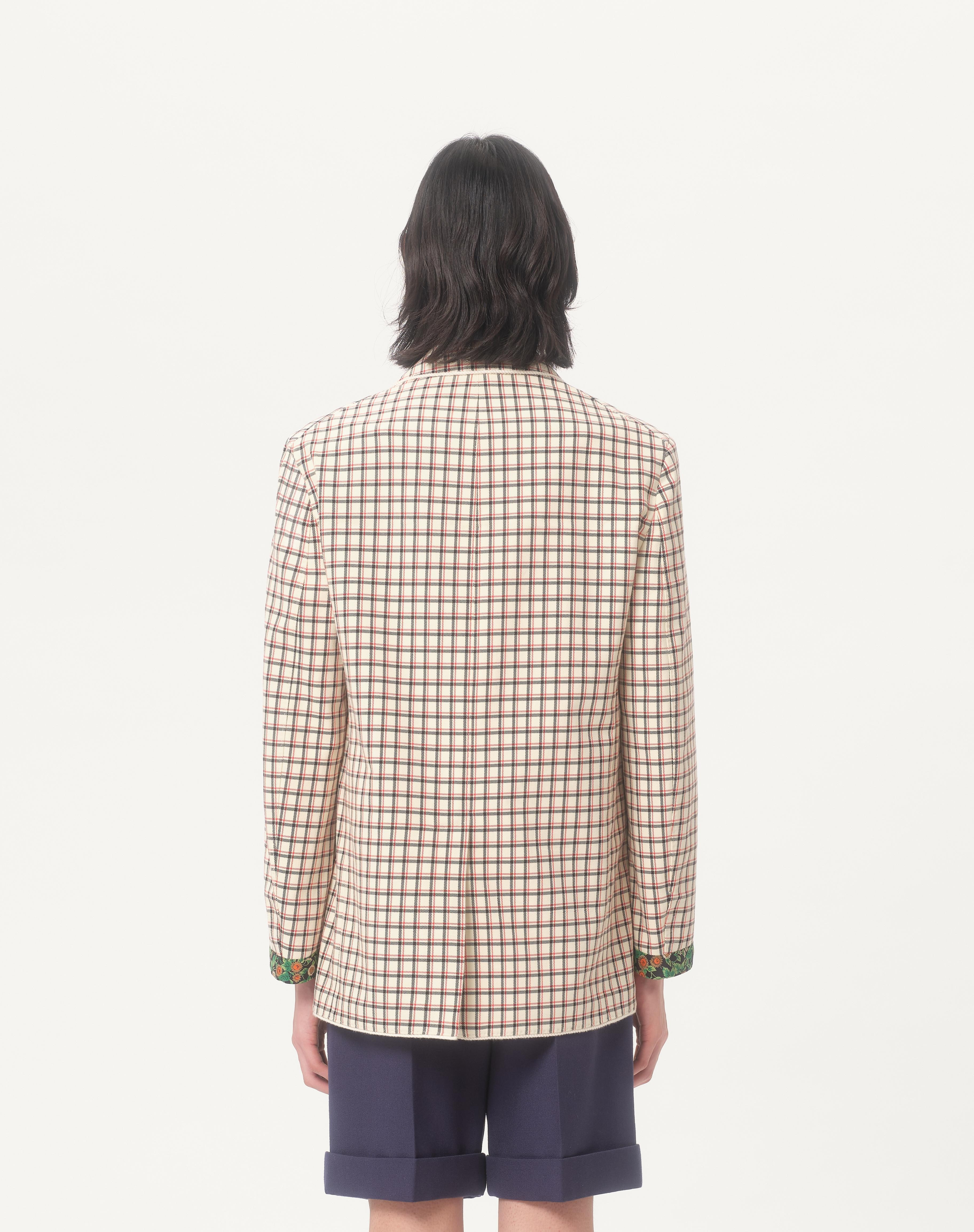 SINGLE-BREASTED COTTON JACKET WITH CHECK PATTERN AND PRINTED EDGES - 6