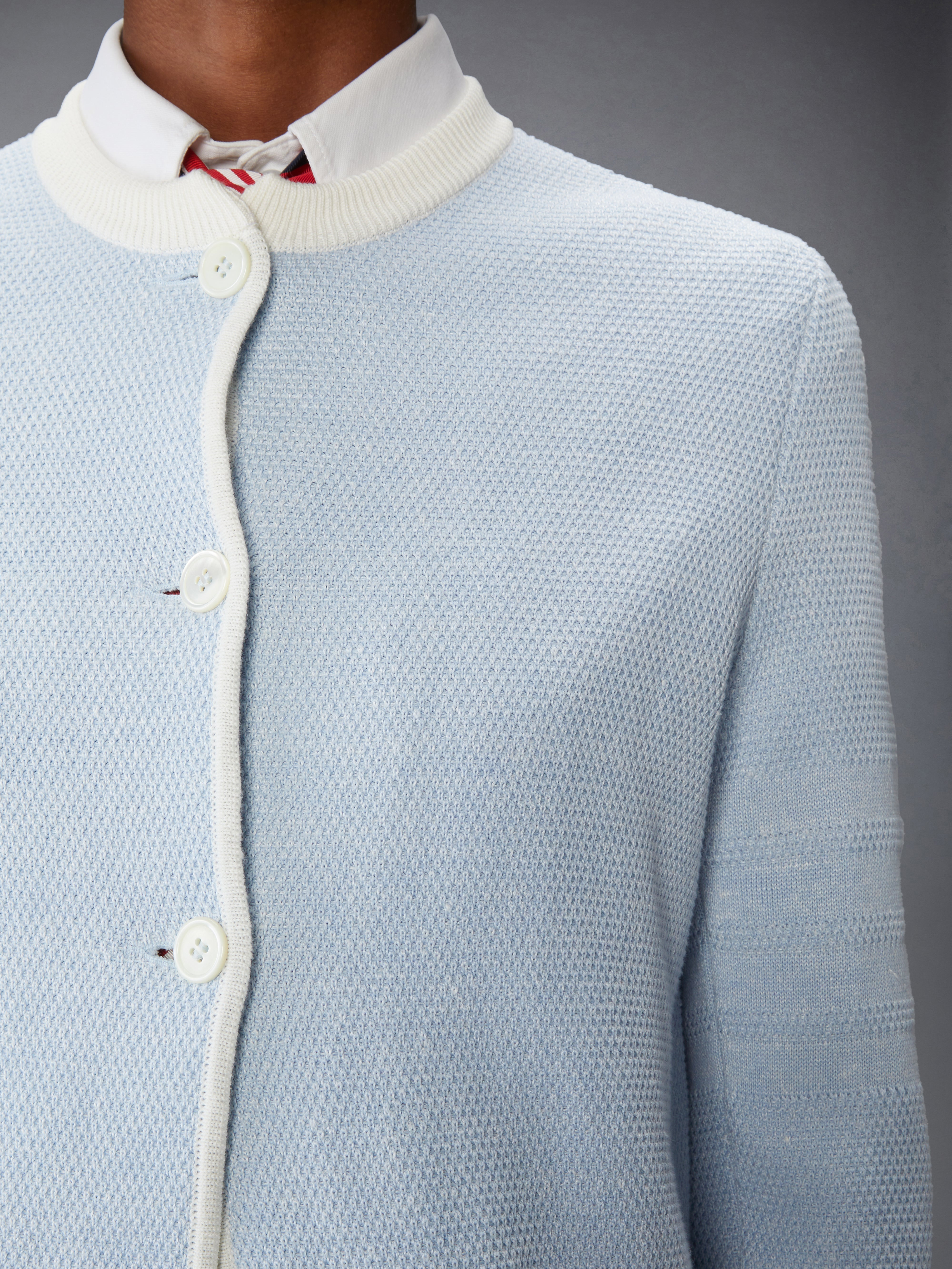 TEXTURED STITCH 4-BAR CEW NECK CARDIGAN - 6
