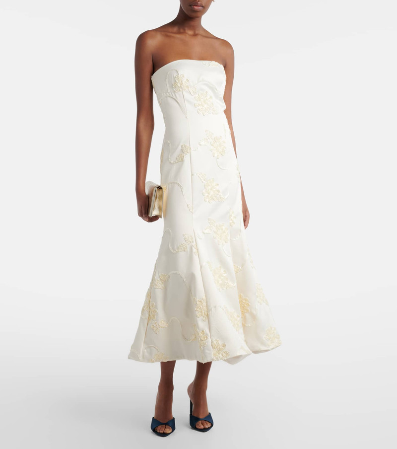 ROTATE Bridal floral-appliqué satin midi dress outlook