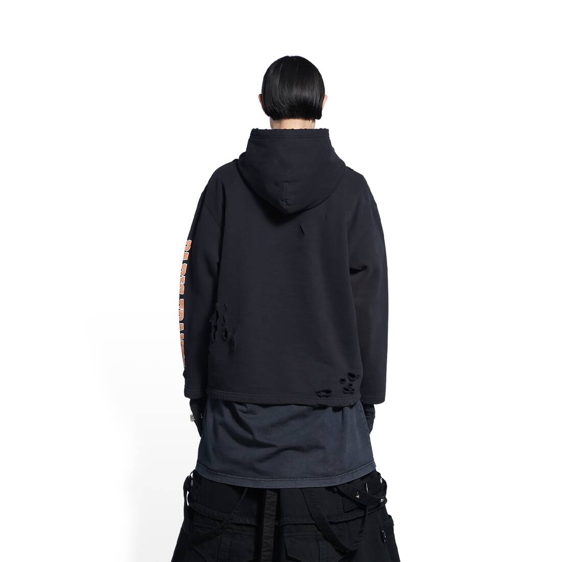 Women's Maison Balenciaga Cropped Hoodie in Black - 4