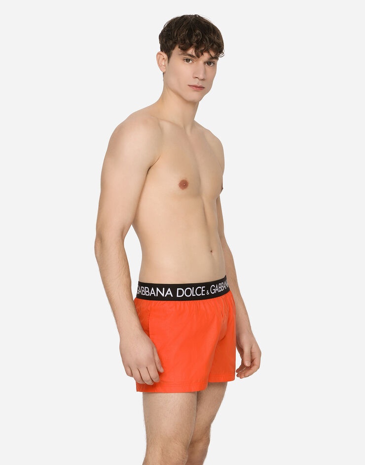 Short swim trunks with branded stretch waistband - 4