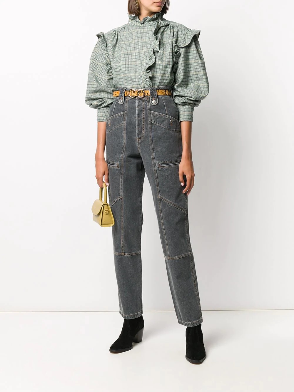 high-waisted denim trousers - 2