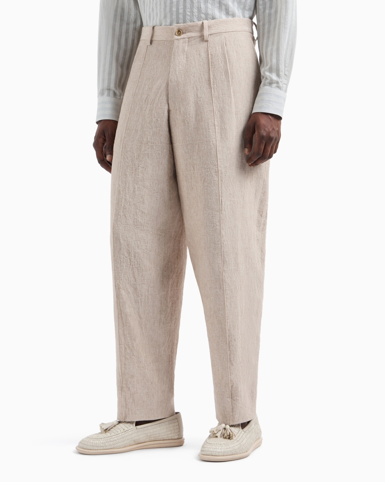 SINGLE-DART, PURE LINEN CANVAS TROUSERS - 4