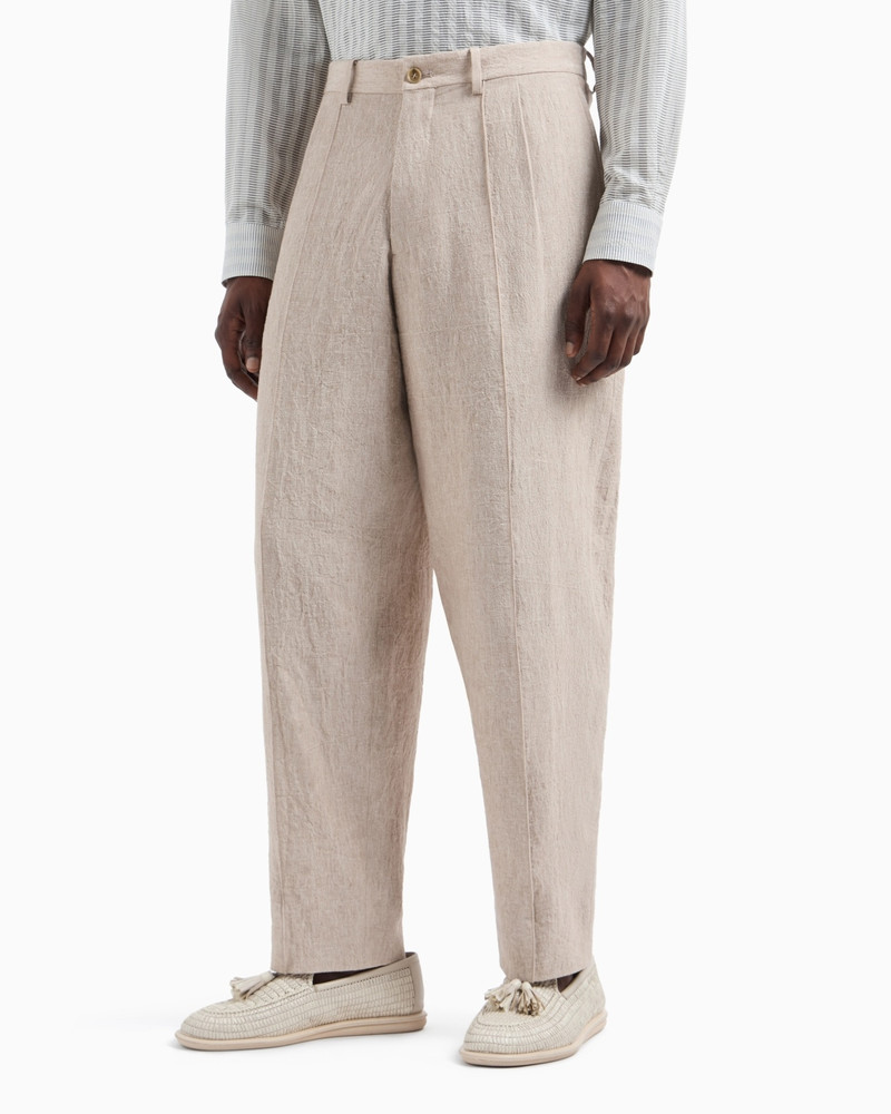 GIORGIO ARMANI SINGLE-DART, PURE LINEN CANVAS TROUSERS outlook