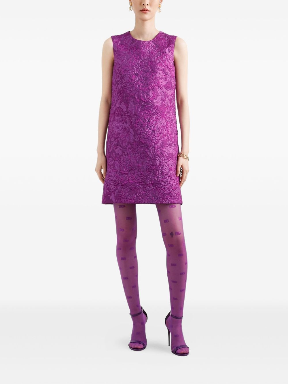 brocade-effect mini dress - 2