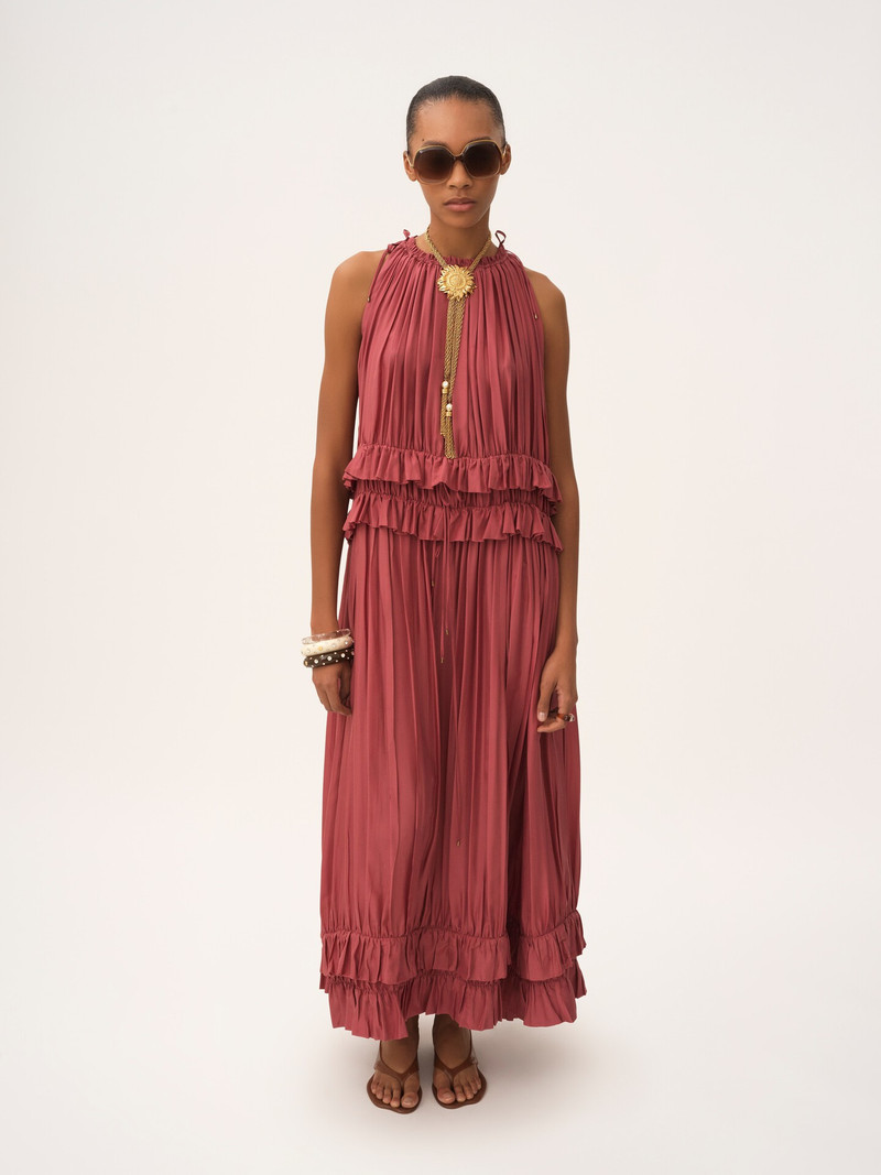 Chloé SLEEVELESS LONG DRESS IN WASHED SILK PONGÉ outlook