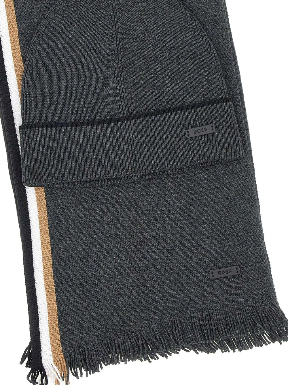 stripe-detail hat set - 4