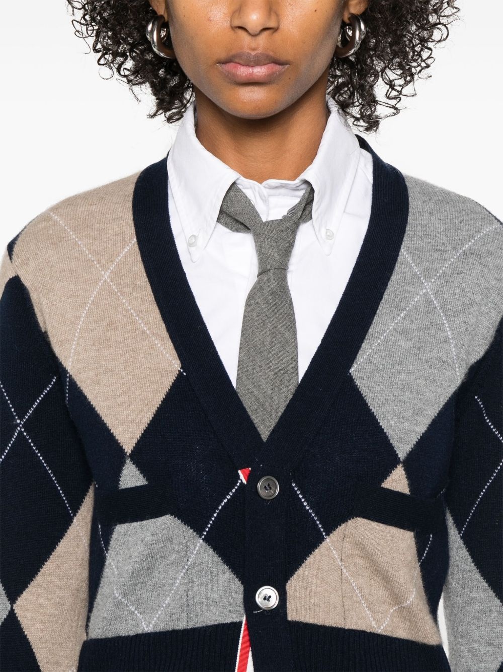 argyle intarsia cashmere cardigan - 5