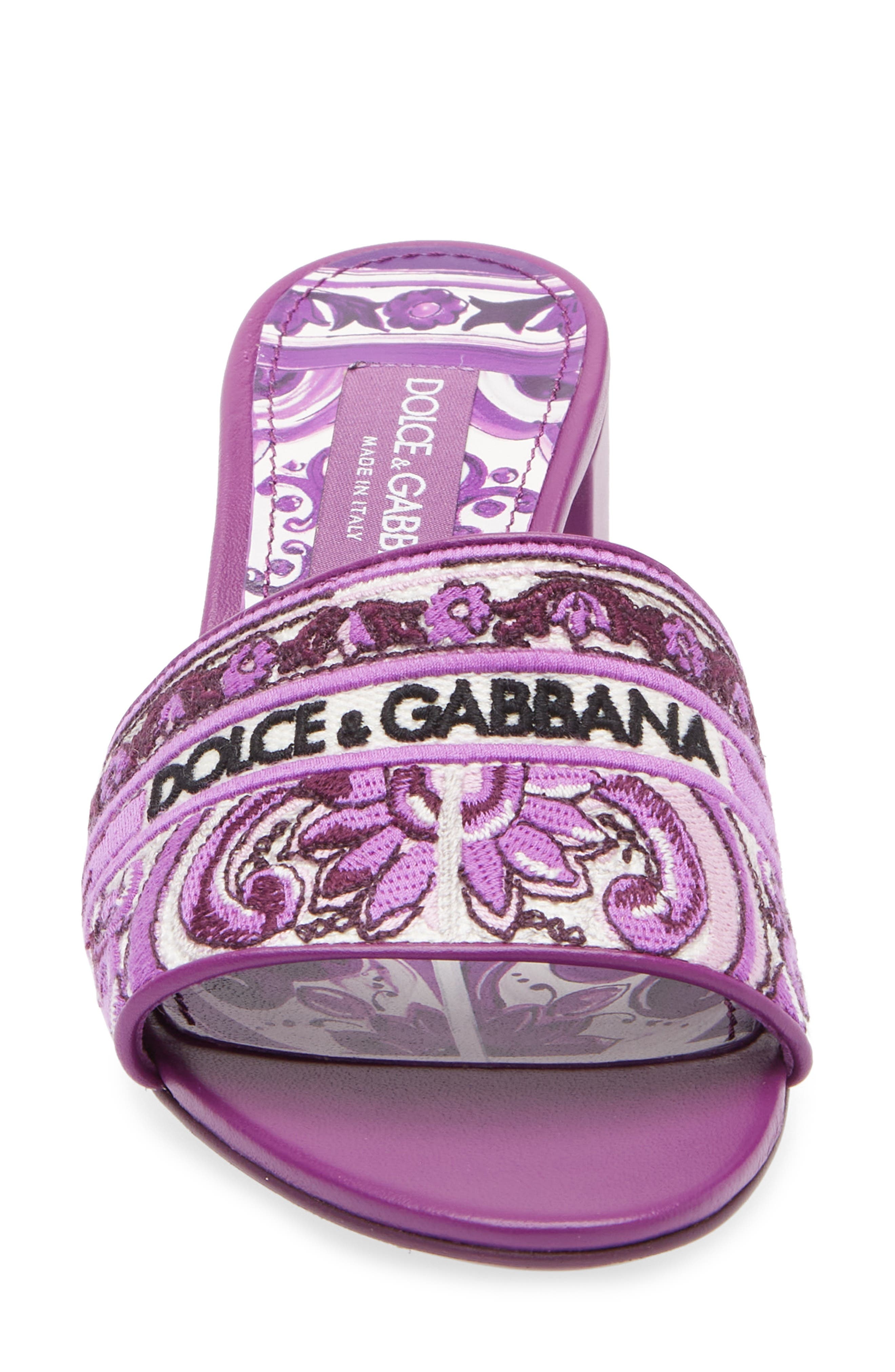Dolce&Gabbana Majolica Slide Sandal in I03Tn Maiolica 3 Viola at Nordstrom - 4