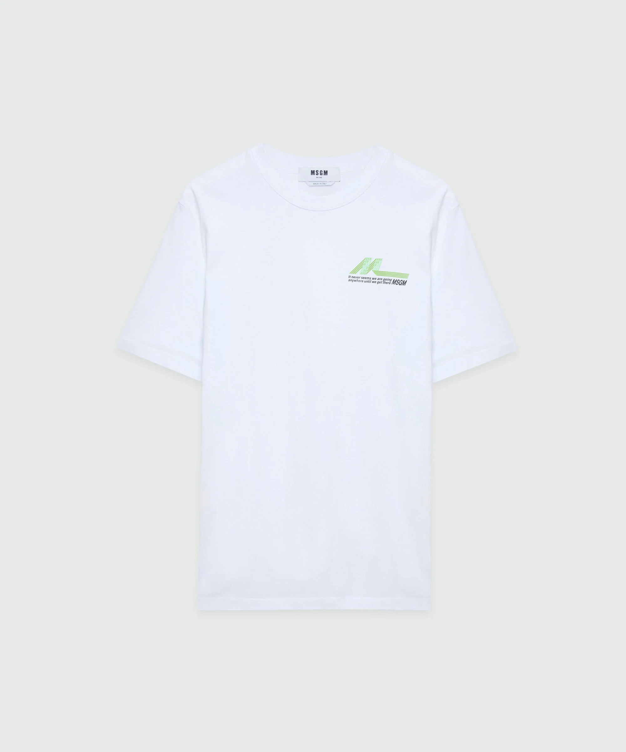White short-sleeve cotton jersey T-shirt with chest print - 1