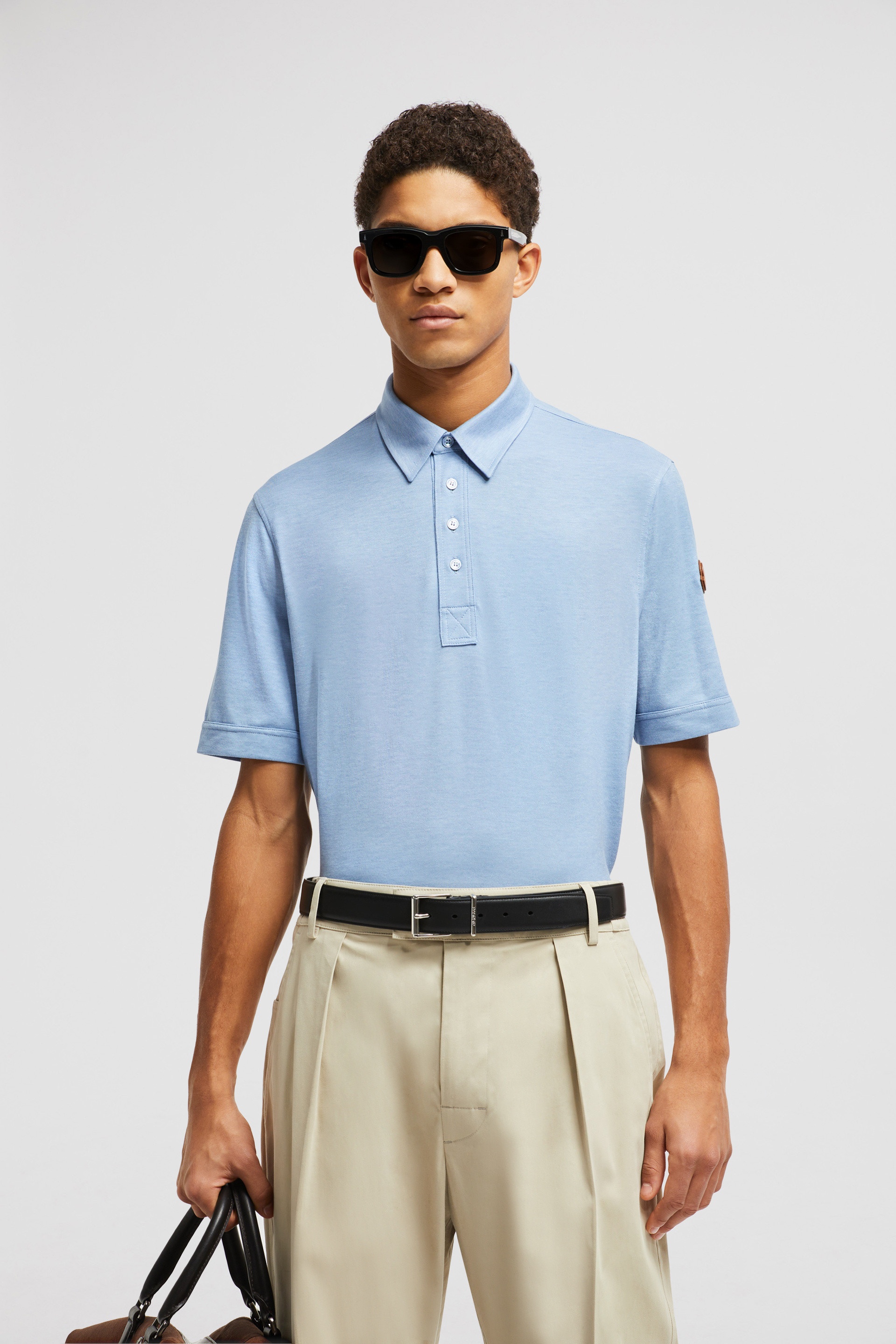 Double Leather Logo Cotton Polo Shirt - 2