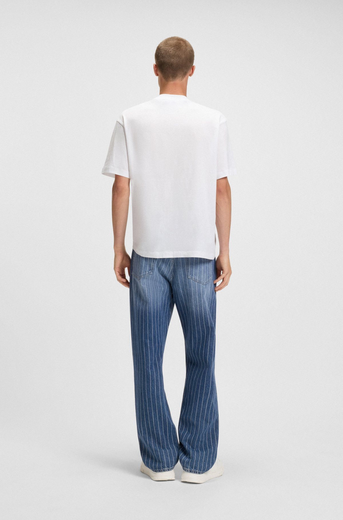 BAGGY-FIT JEANS IN BLUE PINSTRIPED DENIM - 4