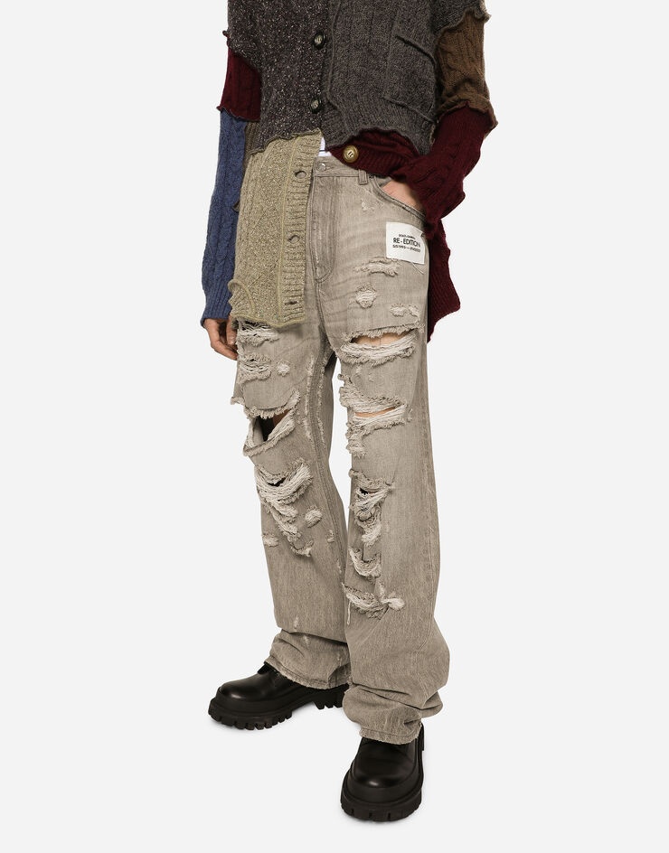 Washed oversize jeans with rips and abrasions - 4