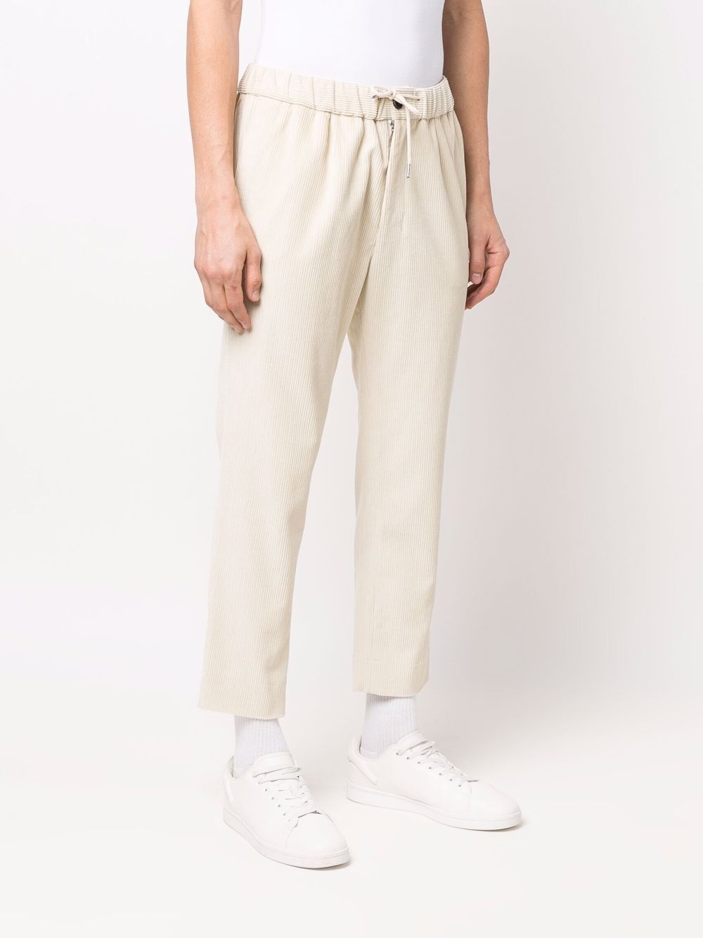 drawstring-waist corduroy trousers - 3