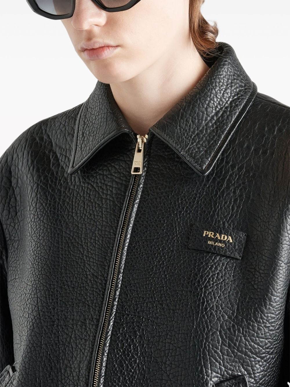 crocodile-embossed leather jacket - 4