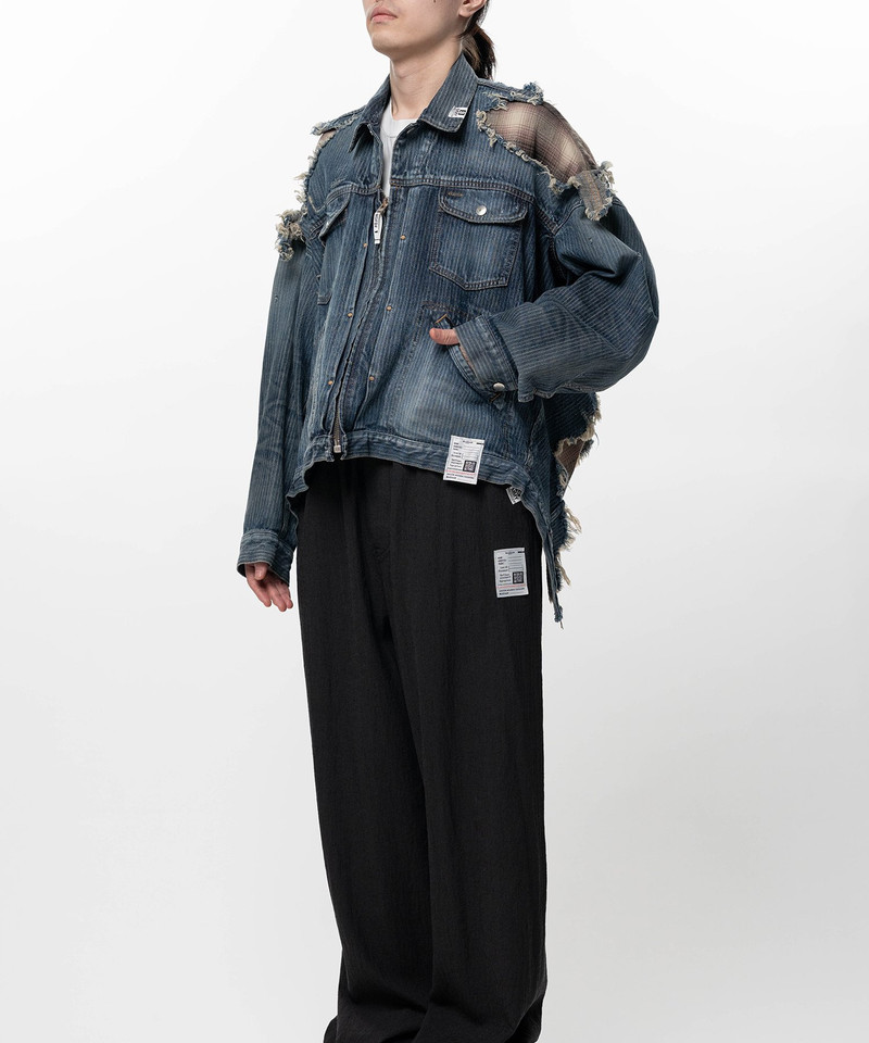 Check Shirt Layered Denim Jacket 9