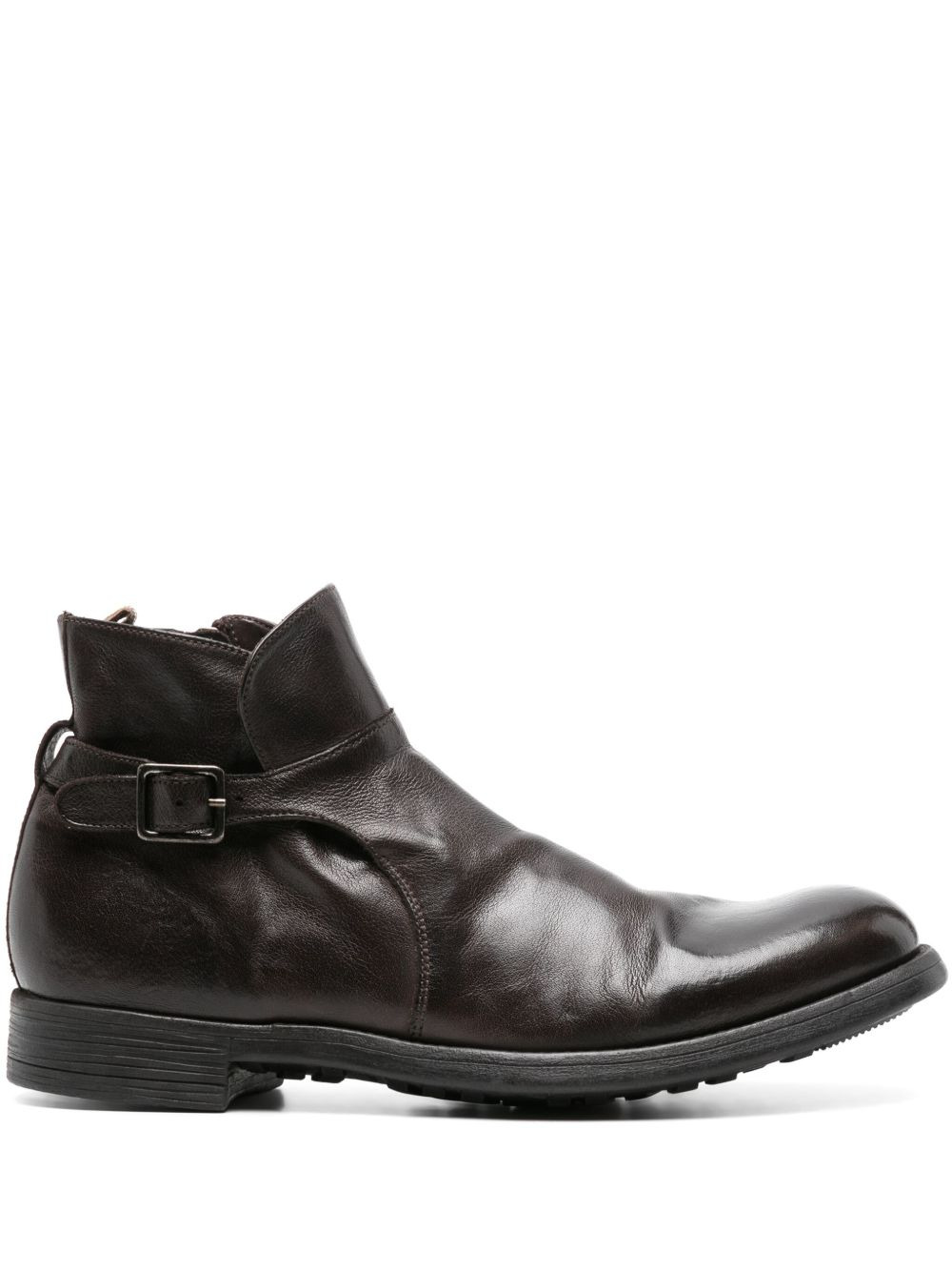buckle-strap leather ankle boots - 1