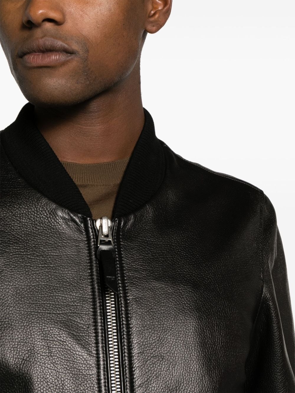 grained-leather bomber jacket - 5