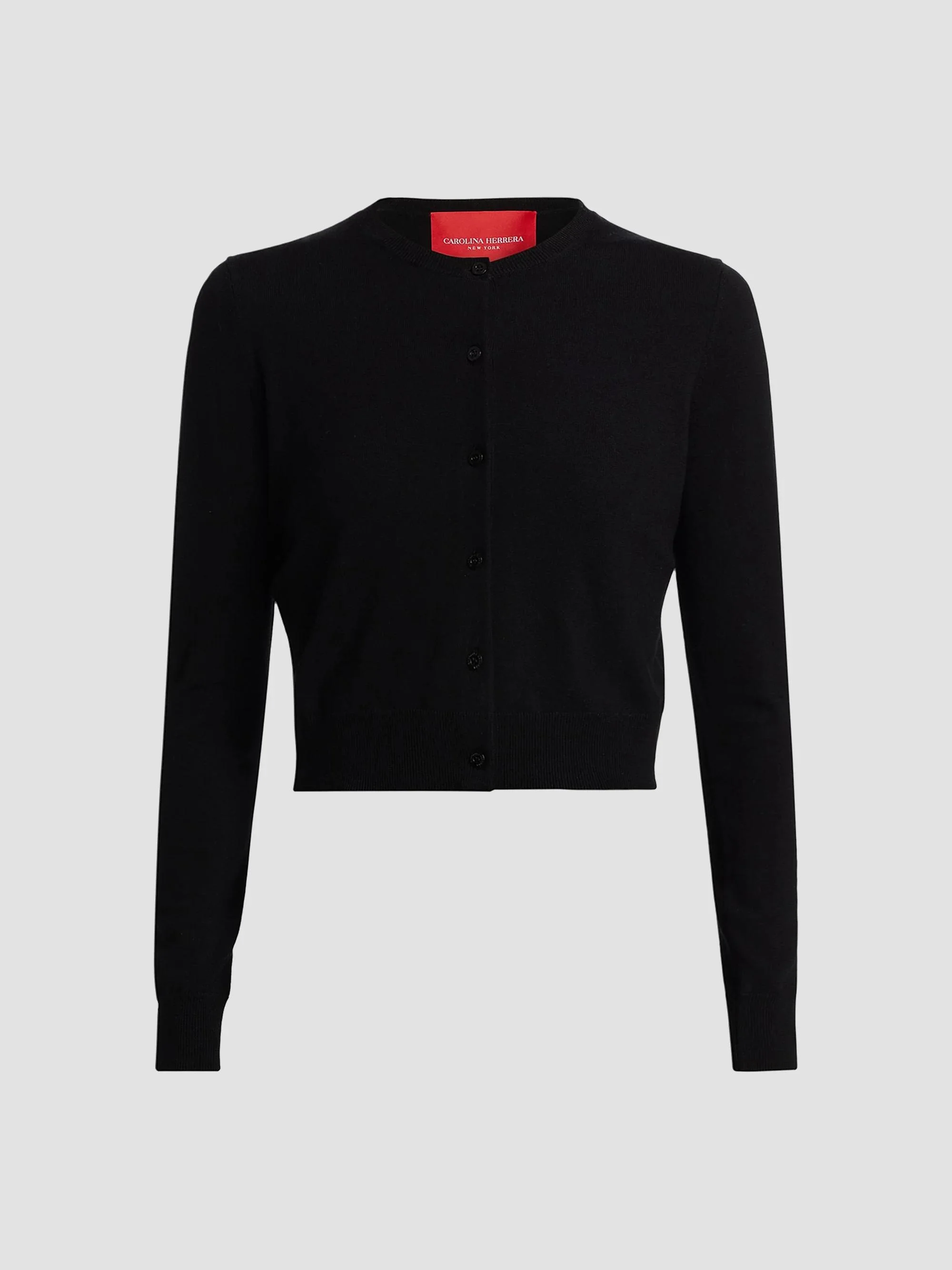 Women's Crewneck Silk-Cotton Cardigan - Black - 1